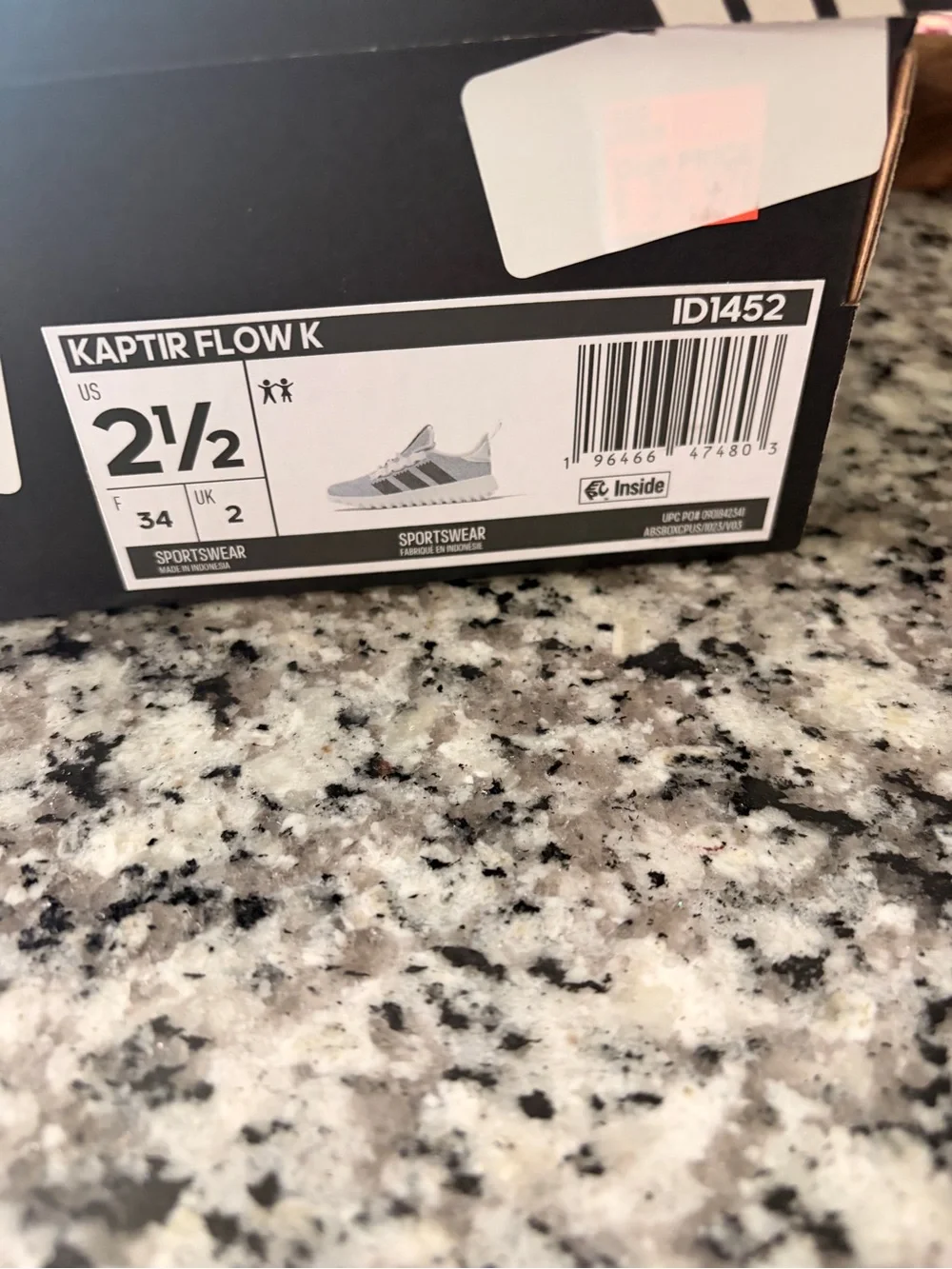 Brand new adidas Kids 2.5 White and Grey Kaptir  FlowK Sneakers